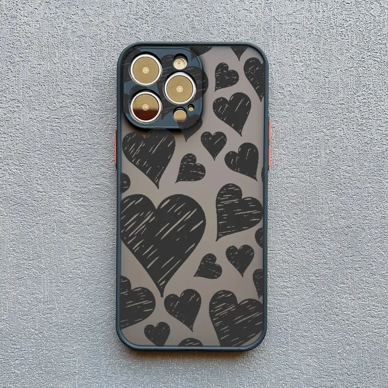 Chic Full Screen Red Love Heart Pink Shockproof Phone Case