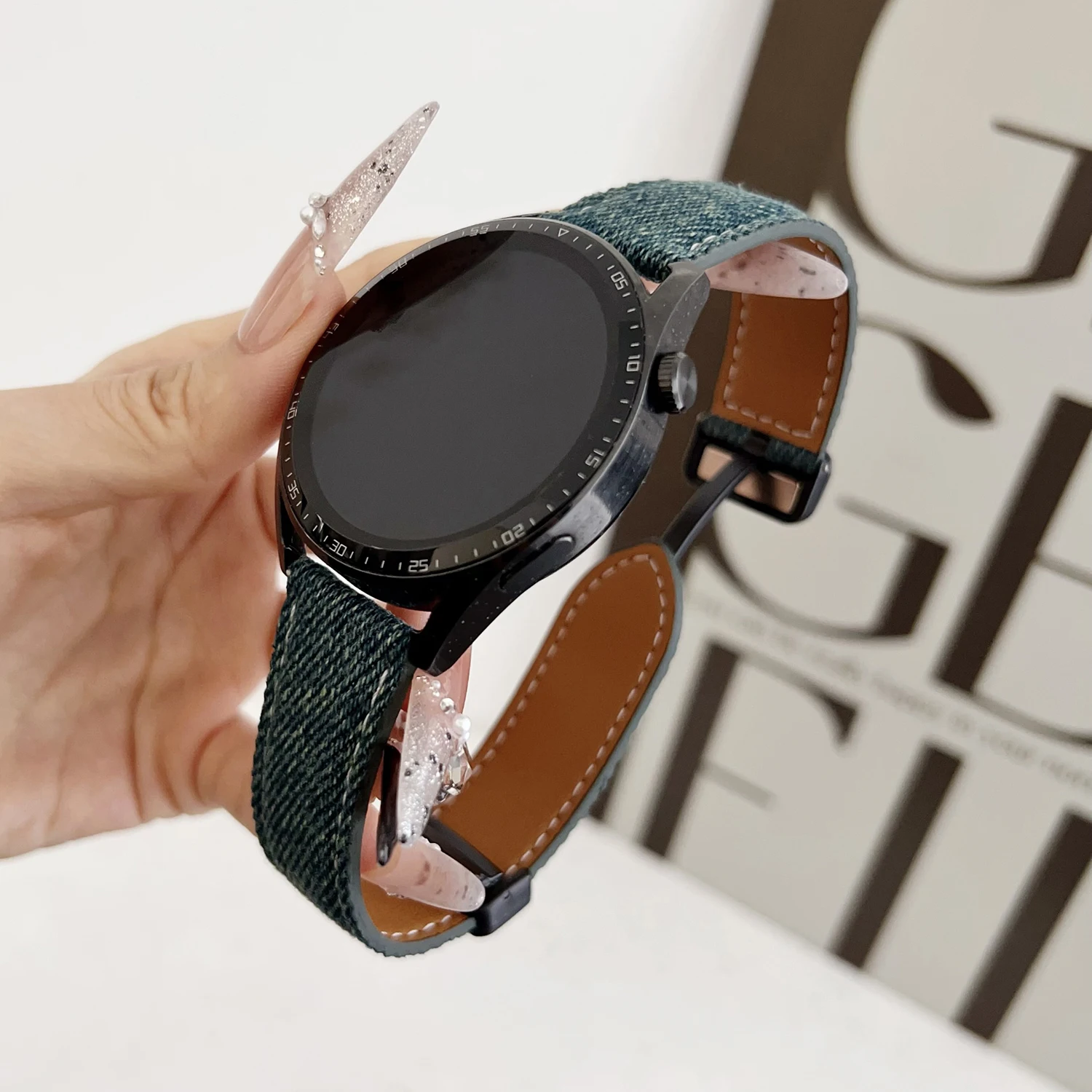18 20 22 mm Universal-Denim-Magnetarmband für Samsung Galaxy Watch 3 4 5 6 7 40 mm Frühlings-/Sommerarmband für Huawei GT3 Pro 43 mm – Detail 8