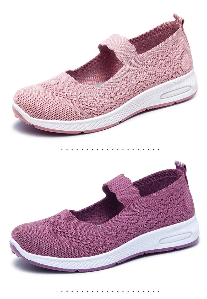 Cozy Sport Mary Janes Flats Women Knit Mesh Sneakers Breathable Summer Shoes Ladies Casual Flat Shoes Comfortable Loafers Black