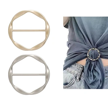 Fashion Metal Round Circle Clip Buckle Clothing Ring Wrap Holder Silk Scarf Ring Clip T-shirt Tie Clip Female Ornament