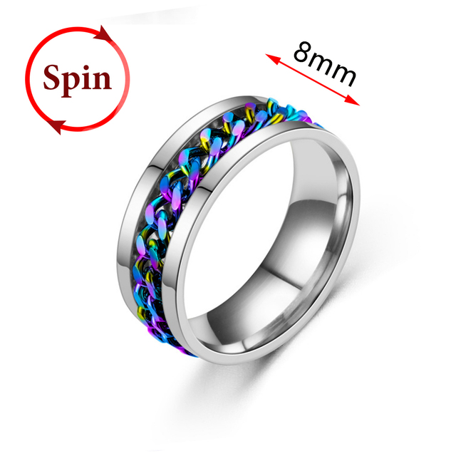 Fidget Spinner Rings For Women Men Spinning Rotating Stainless Steel Pubk Ring Anti Stress Accessories Men's Jewelry