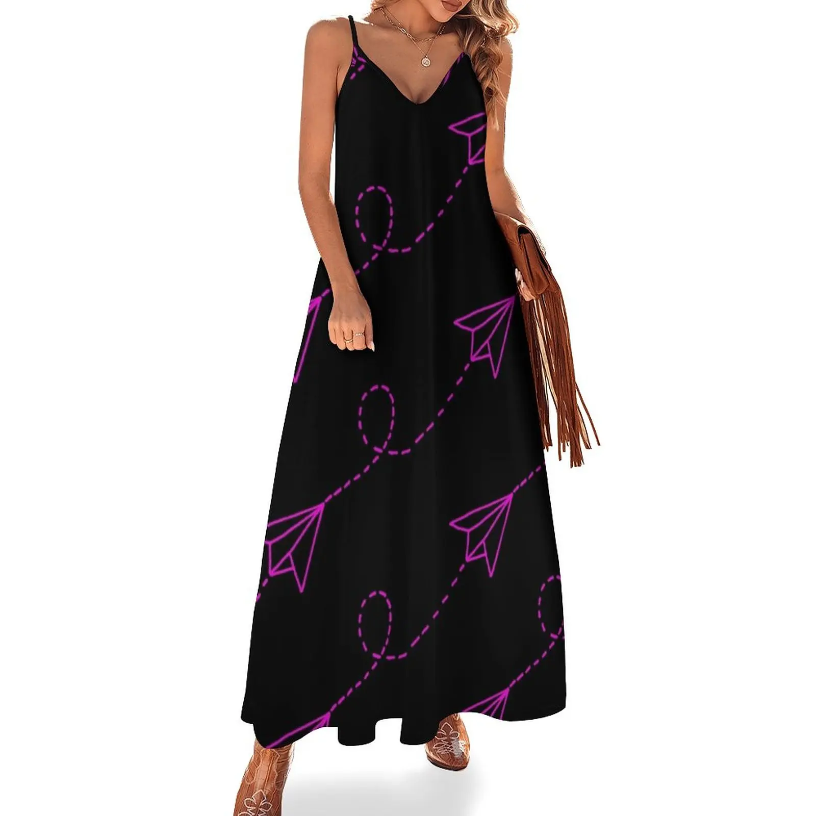 

New Pink Paper plane Sleeveless Dress elegant dress luxury evening dresses for women 2023 clothing women summer 2023 Dress woman