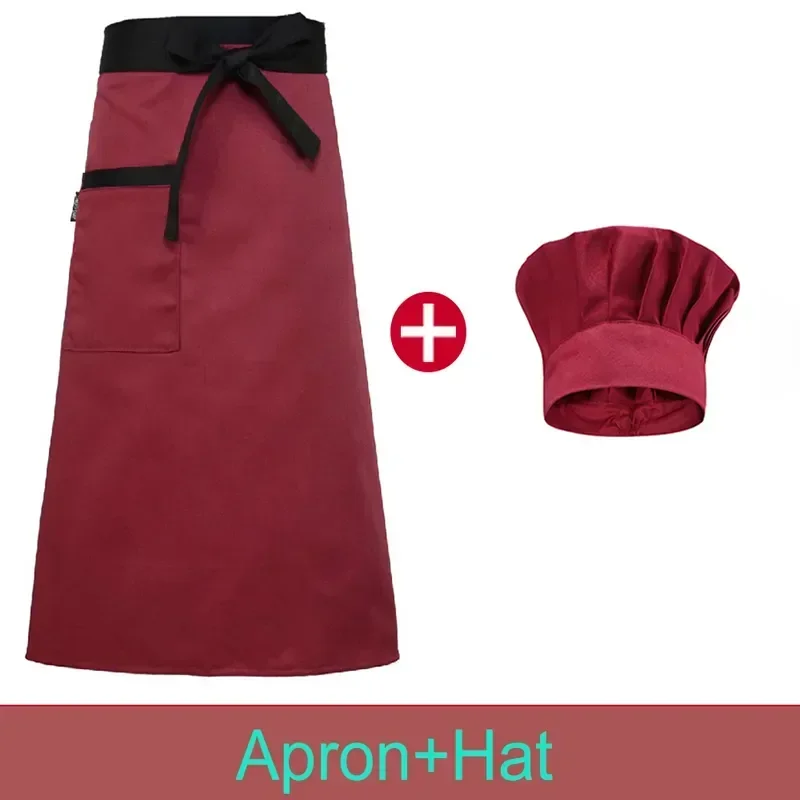 

Restaurant Cook Waiter Aprons Women Work Kitchen Apron for Chef Hotel Hat Bakery Bar Pinafore for Cooking Man Bartender Cafe Cap