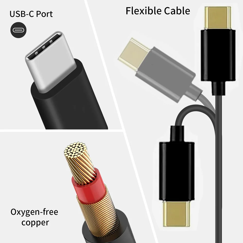 Universal Type C to USB C Multi-Port Splitter Adapter Cord for Charging and Connectivity