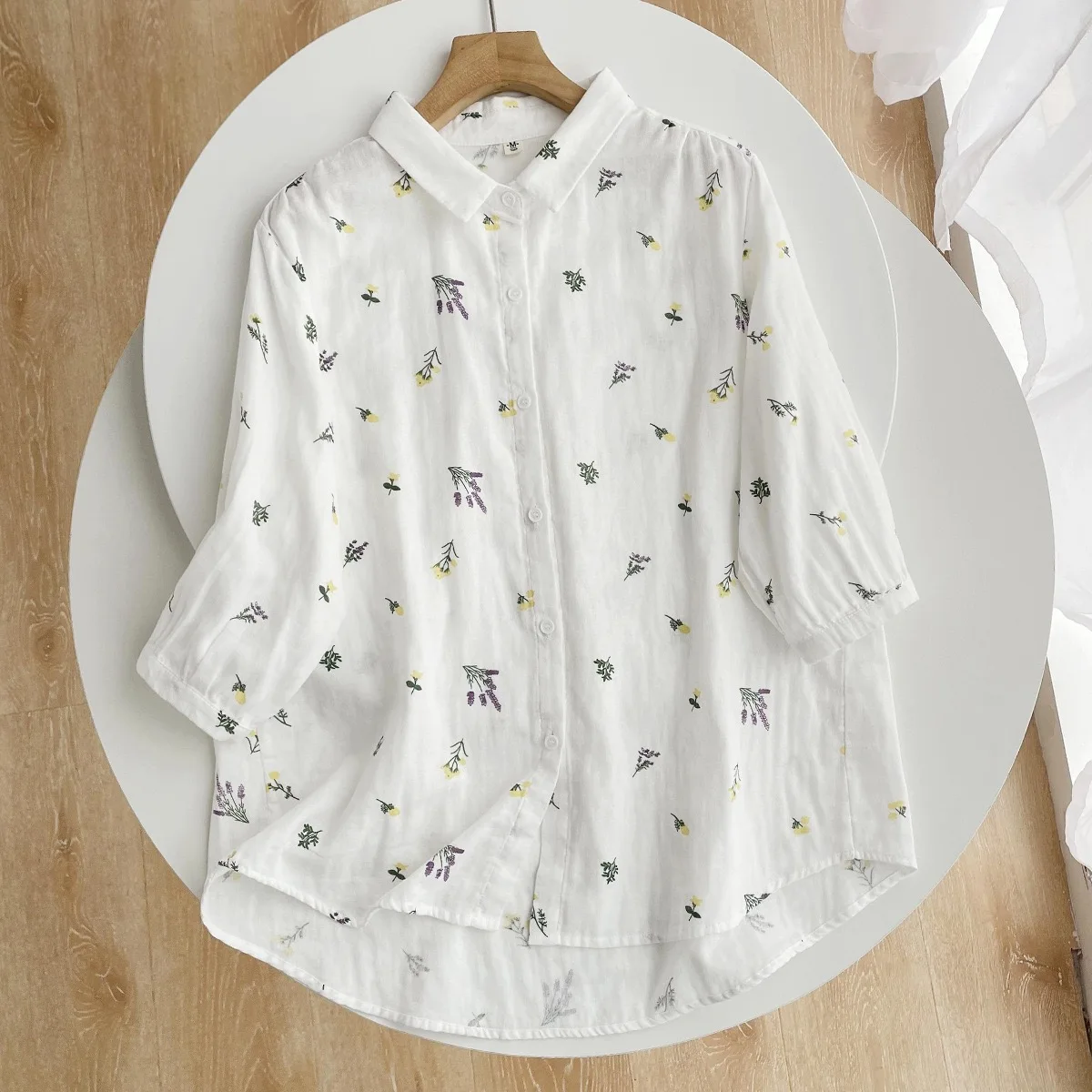 

Plus size women's linen blouses plus sizes tops female Japanese y2k fashion turndown collar white cotton and linen shirts