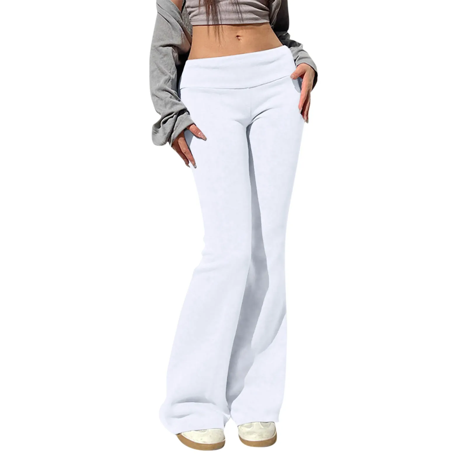 Women New Casual Pants Solid Color High Waist Sports Pants Fashion All-Match Street Flare Long Pants Pantalones De Mujer Y2k