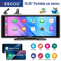 ESSGOO Autoradio universel portable 10,26 pouces HD écran tactile Airplay Navigation GPS WIFI Apple CarPlay Android Auto Lecteur vidéo multimédia MP5 Mirror Link BT Contrôle vocal AUX Émetteur FM Large compatibilité 1