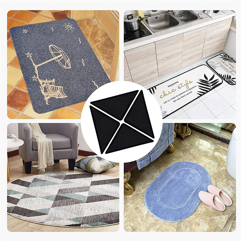 1-3set Carpet Non-slip Sticker Reusable Washable Anti Curling Carpet Patch Fixed Stickers Floor Rug Mat Tape Gripper Corner Pad 5