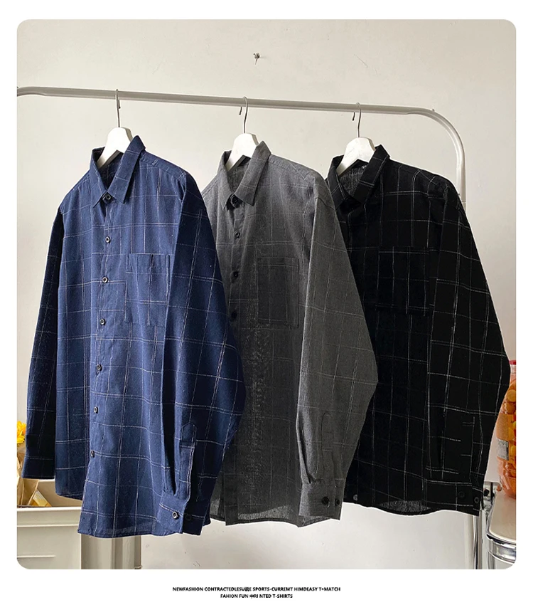 linen short sleeve shirt High Quality Plaid Shirts Men Trendyol Autumn Spring Casual Long Sleeve Shirt Male Oversized Vintage Flannel Social Blouses designer short sleeve shirts