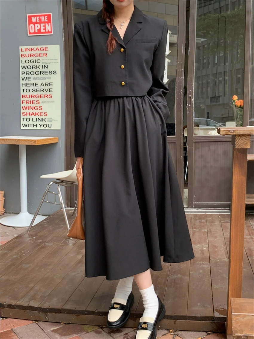 

Alien Kitty Vintage High Street Blazers Women Slim All Match A-Line Skirts Suits 2023 New Spring Chic Elegant Office Lady Sets