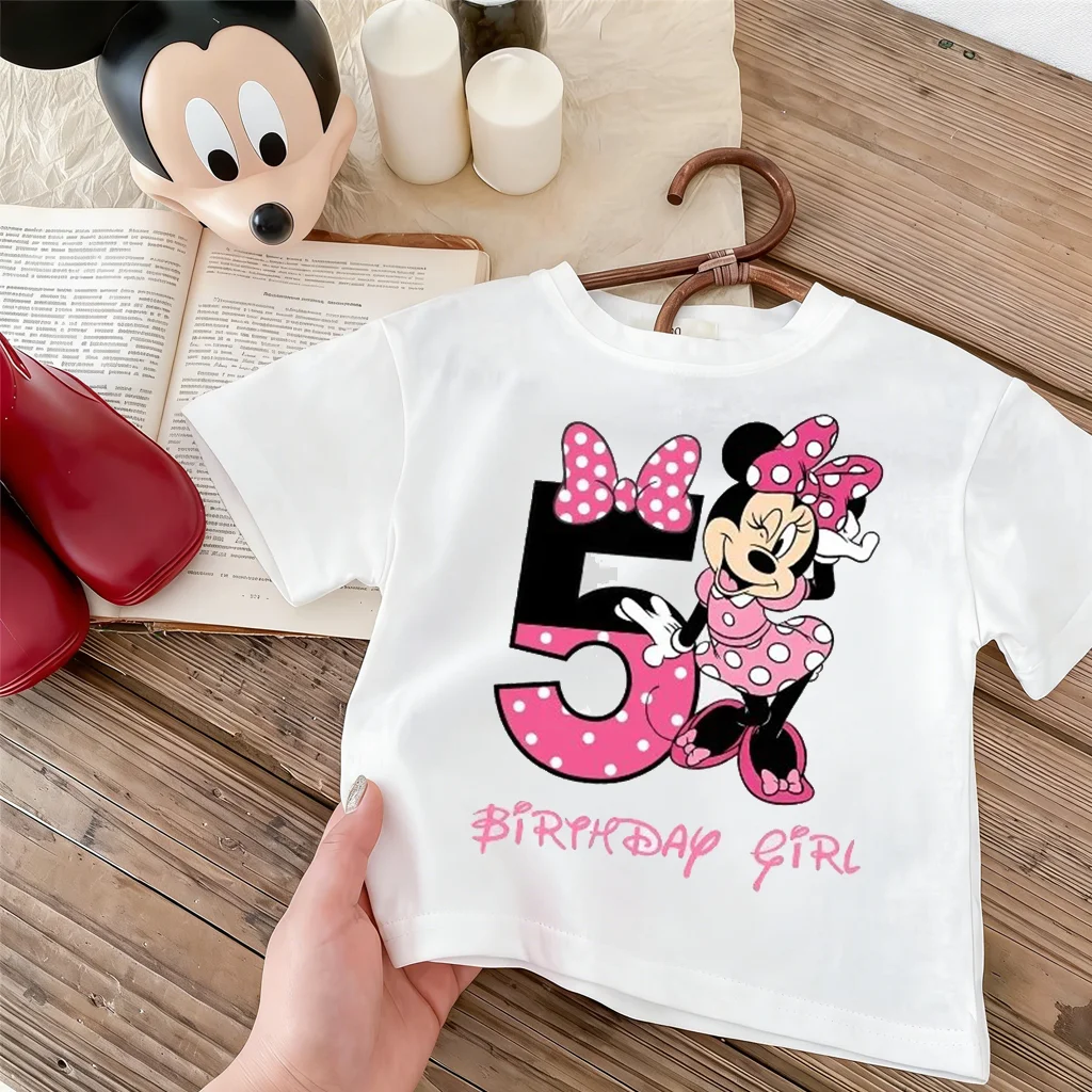 Y2k 디즈니 미니 생일 어린이 티셔츠 여성 남성 반팔 티 2026 여름 패션 탑 streetwear 가족 의류
