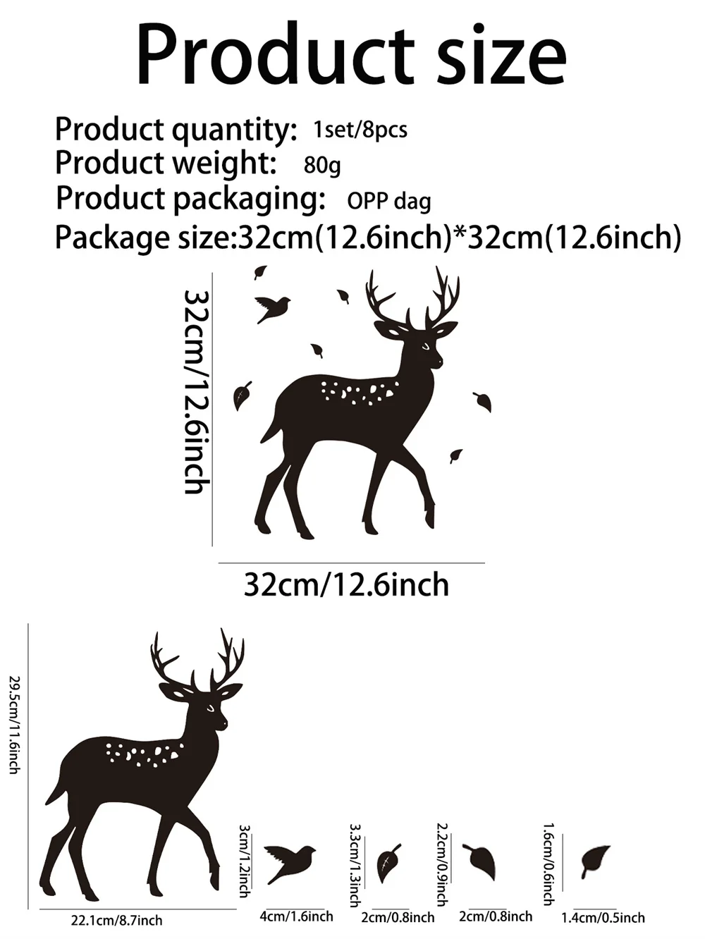 1set Plume Deer 3D Mirror Wall Sticker For Living Room Art Home Decor Vinyl Decal DIY Acrylic Sticker Mural Wallpaper Decor
