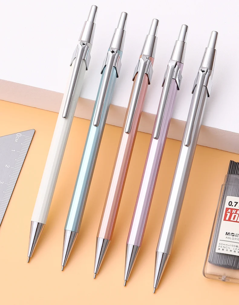 M&G Metal Mechanical Pencil 0.5mm/0.7mm Lead Refill Student Writing Stationery Automatic Pencils Office School Supplies 2