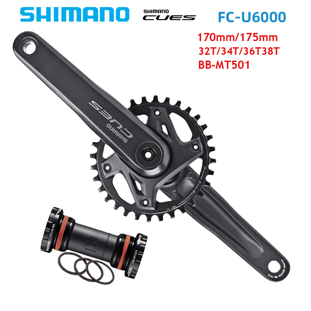 

Shimano CUES FC-U6000 Crankset 1x11/10/9-Speed 170MM/175MM 32/34/36/38T MTB Bicycle Crank With Bottom Bracket MT501 Bike parts