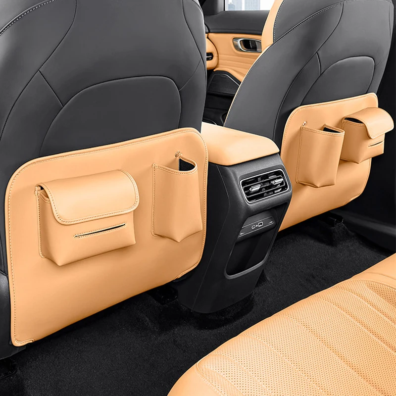 Geely Galaxy Starship 7 EM-i 다기능 뒷좌석 안티 킥 패드 가죽 안티 킥 보호 패드 등받이 보관 가방