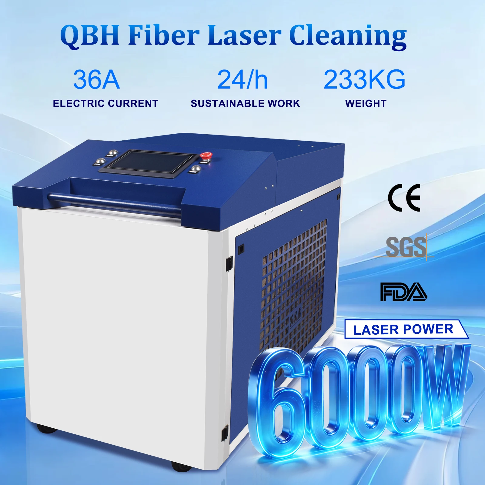 6000W Cleaning Machine Fiber Laser Industrial Rust Removal Cleaning Oil Paint for Metal Cleaner 1500W Water Cooling Cleaner
