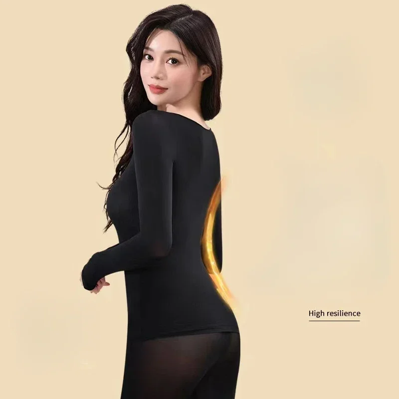 Thermal Underwear Sets for Women Sexy Winter Clothes Ultra-thin Warmth Suit Hyaluronic Acid Non-marking Invisible Heat Underwear
