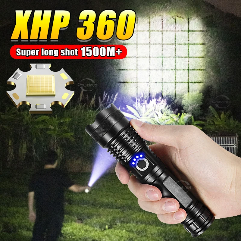 

Сверхвысокая мощность XHP360, сверхмощный перезаряжаемый сильный фонарик со светодиодной зарядкой через USB, светодиодный ручной фонарик Lanterna 18650/26650