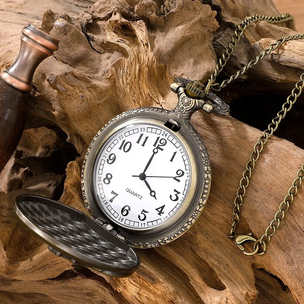 Pocket Watch Retro Motorcycle CAR Pattern Quartz Motorbike MOTO Design Pendant Fob Watch Chain Gifts for Men