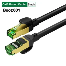 High - Speed Cat8 Ethernet Cable - 40G RJ45 SSTP 2000MHz Internet Network Cord - 2M (CAT8 Round Black)