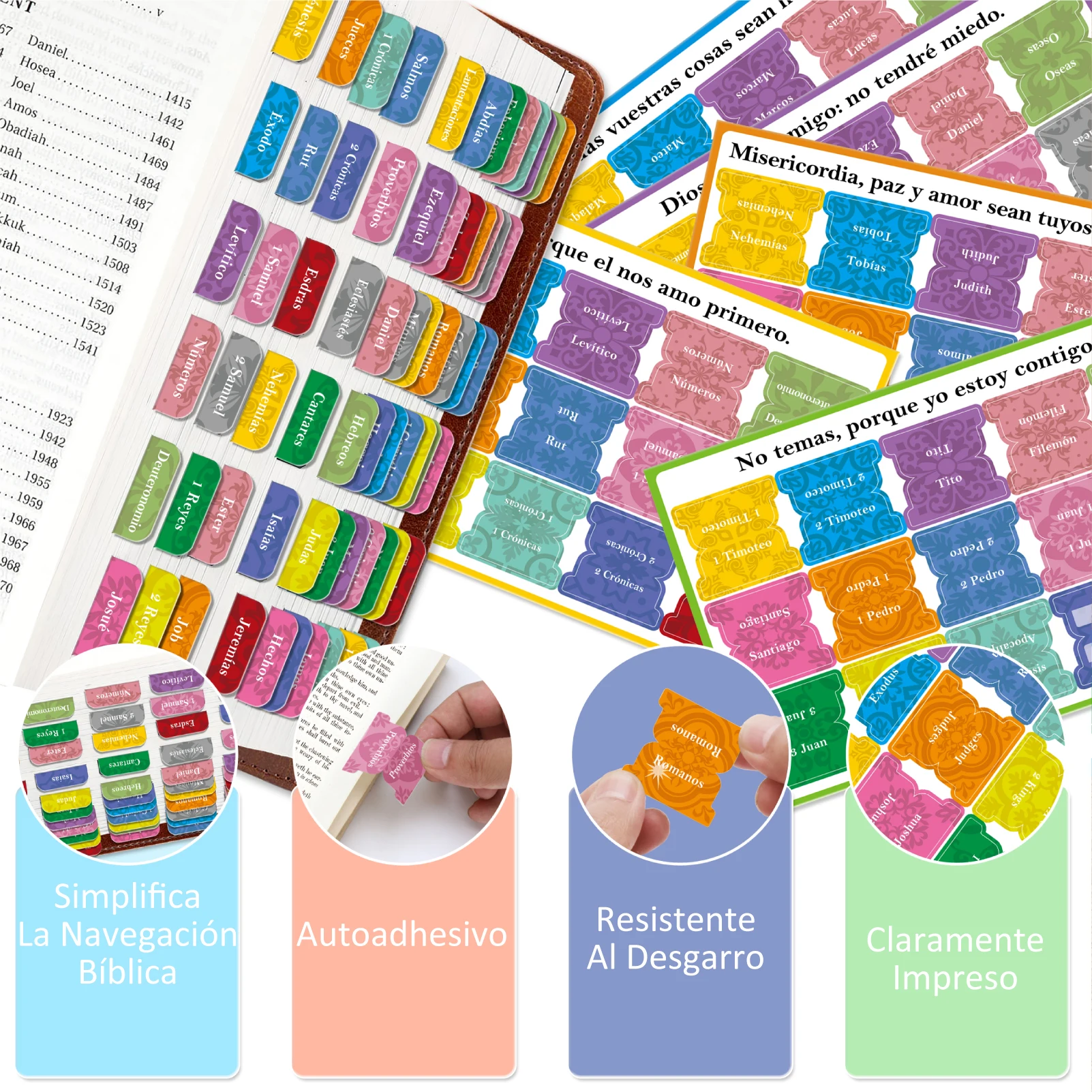 Bible Tabs 75pcs Spanish Bible Tabs 75pcs Spanish Sticky Tabs Stickers For NIV Warm Color Laminated For Women And Men Study Bi