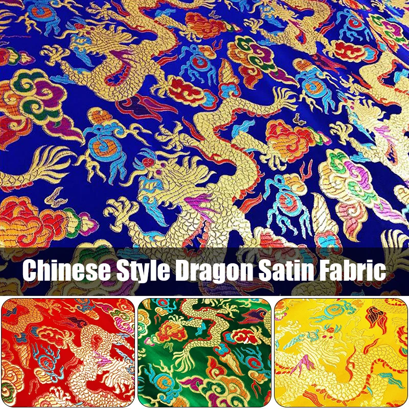 100x75cm chinesischer Brokatstoff mit Drachen muster Baby kleidung Kleidung Hochzeits feier Kleid Hanfu Kostüme DIY Nähen Stoff – Detail 3
