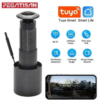 Tuya Smart Video Peephole 2MP Wifi Camera Motion Detection Door Viewer Video-eye Wireless Two-way Audio Home Security Cameras