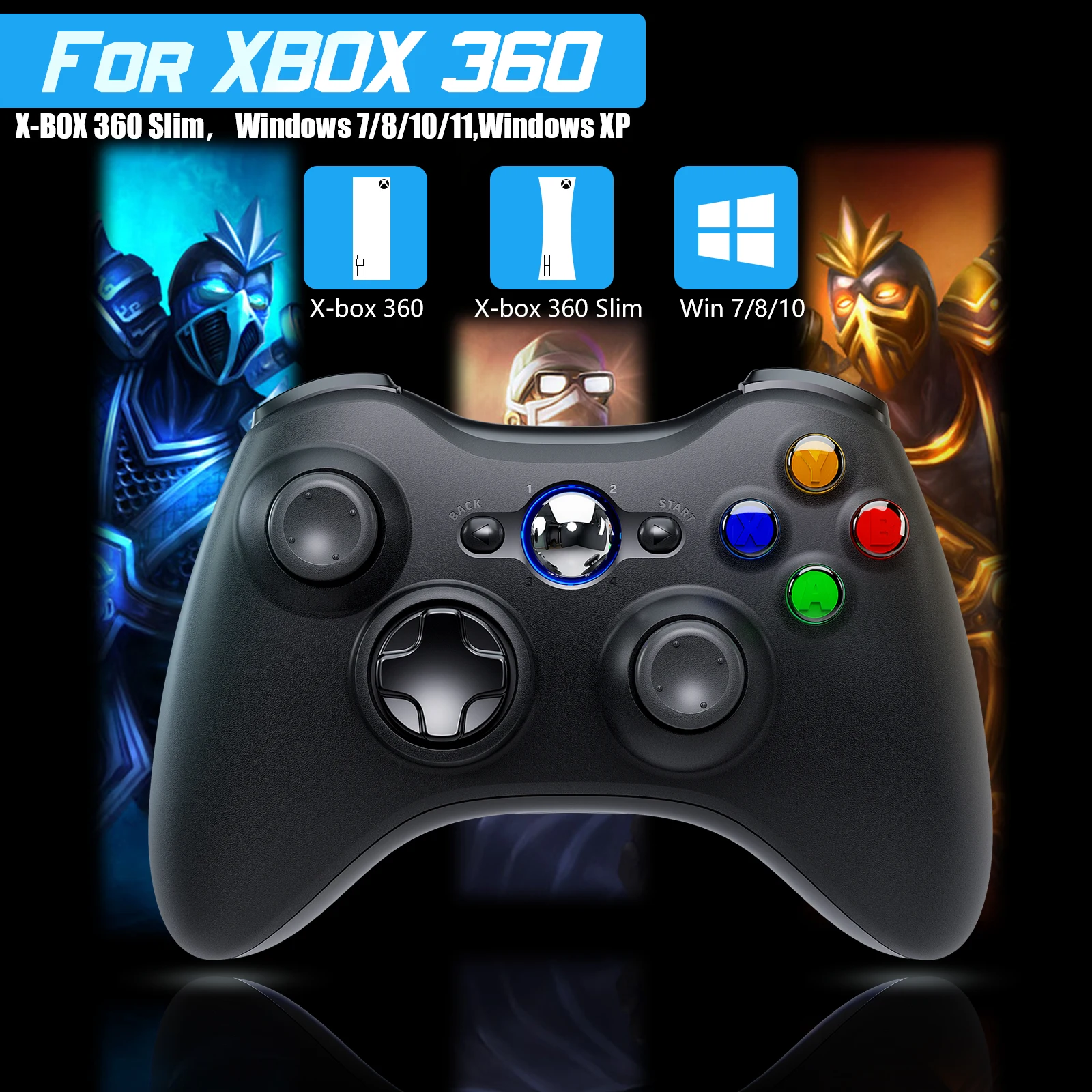 Беспроводной геймпад для Xbox 360, контроллер 2,4G, джойстик для Microsoft  XBOX 360, для ПК, Windows 7/8/10, игровой контроллер, джойстик | АлиЭкспресс