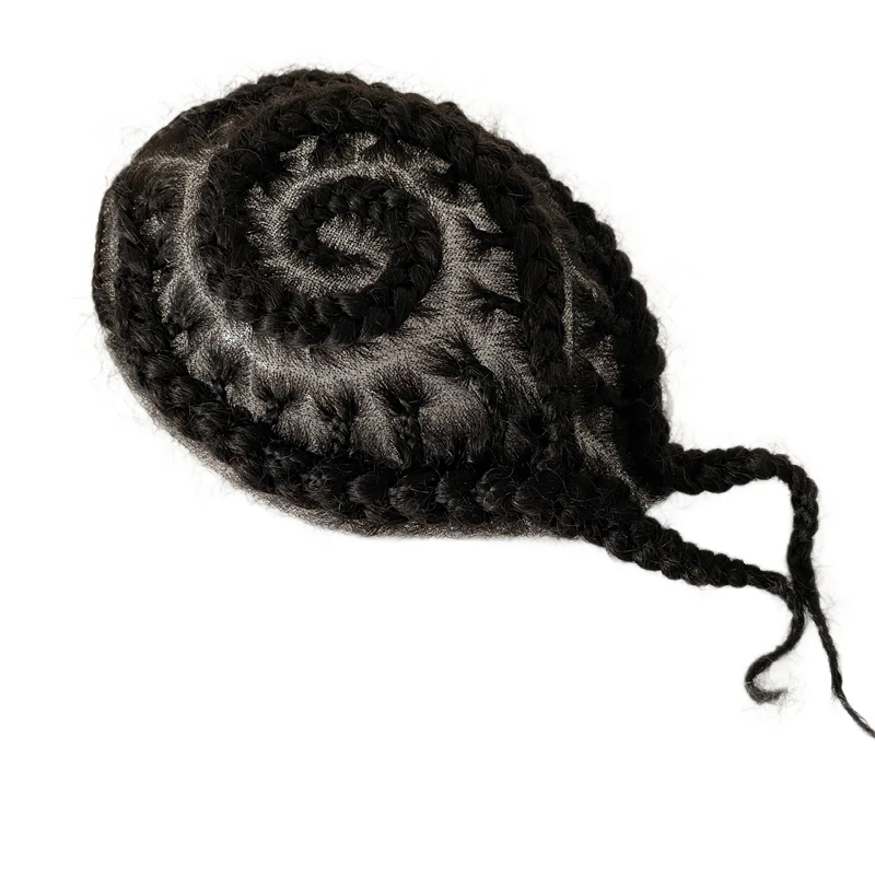 Brazilian Virgin Human Hair Pieces Number 6 Afro Corn Braids Toupee 8x10 Full Lace Topper for Black Man