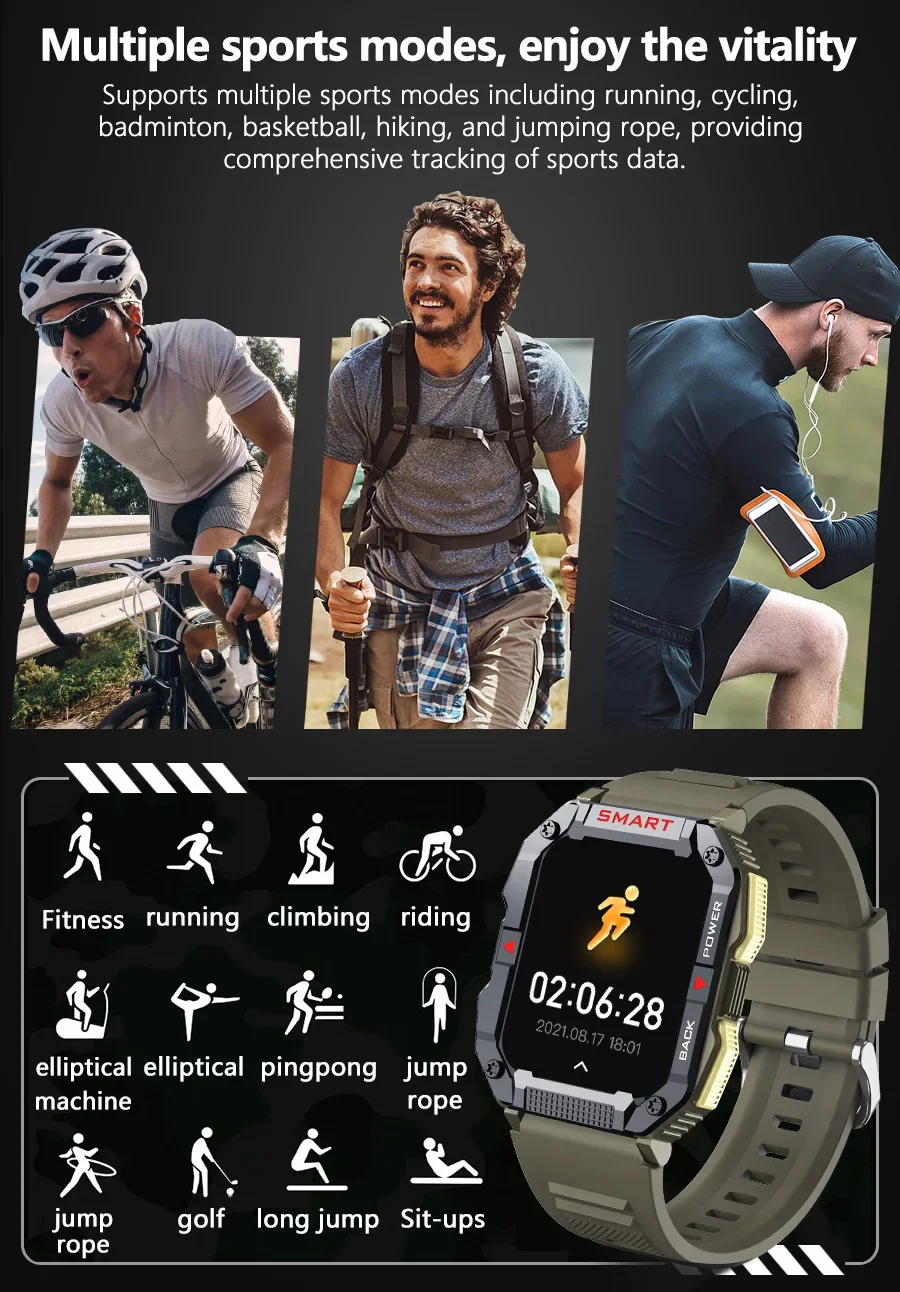 for Samsung Galaxy A14 A15 A25 A54 A34 Smart Watch Bluetooth Call 1.83inch screen long standby three-proof outdoor sports watch 3
