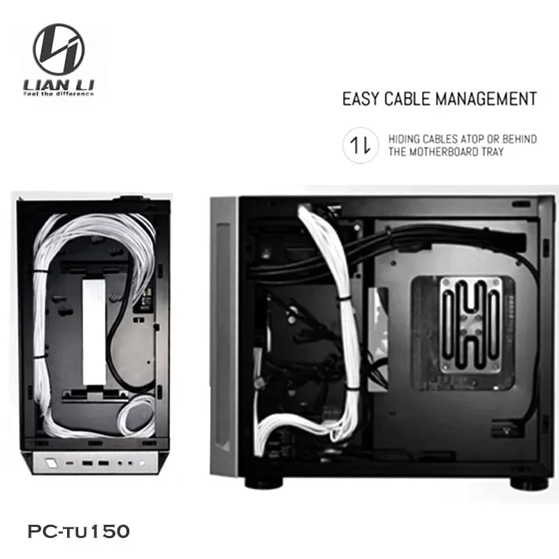 LIANLI-PC-Tu150 PC Water Cooling Computer Case,Best MOD PC Case Build DIY Gaming Case Gamer Cabinet,Silver Black Small