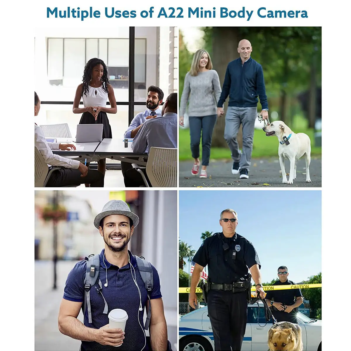 A22 Small Body Worn Camera HD 1080P Camcorder Recording Infrared LCD Screen DVR DV Audio Video Record Support 128GB TF Card
