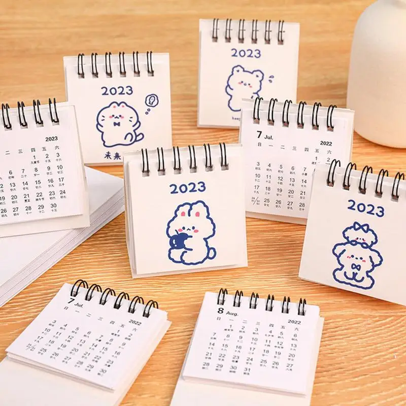 Mount Bank Deseo Y Mini Calendario de escritorio para la escuela, organizador de mesa pequeña  con tapa de pie, bonito conejo Kawaii, para la Oficina y el día a día, 2023  - AliExpress