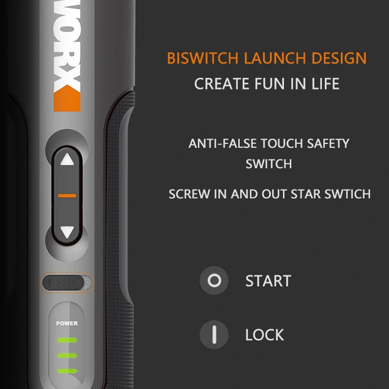 Worx 4V Mini Electrical Screwdriver Set WX240 WX242 Smart Cordless Electric Screw Driver USB Rechargeable Handle 24 / 30 Bit Set 4