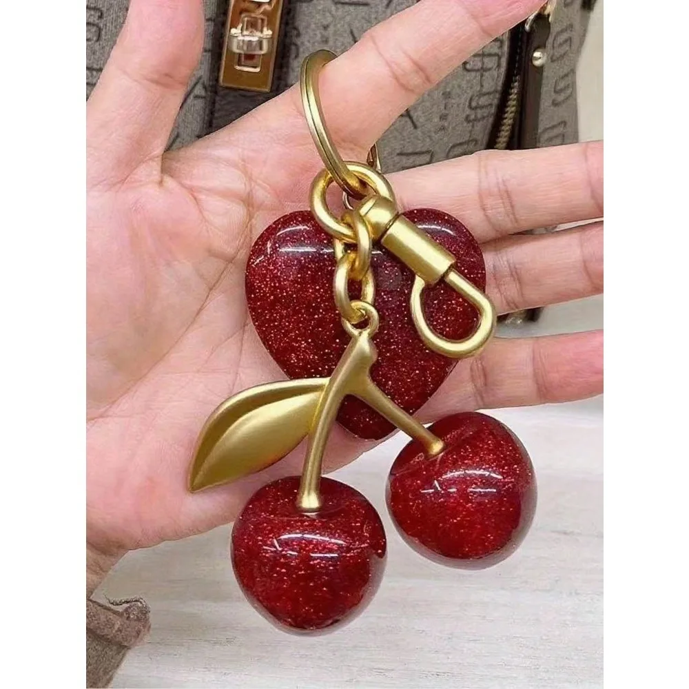 Red Cherry Pendant Keychain - Summer Fruit-Inspired Jewelry Accessory
