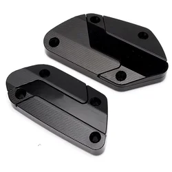 Premium Aluminum Front Clutch and Brake Fluid Reservoir Cap Cover for Adventure Motorcycles (Black - no logo)