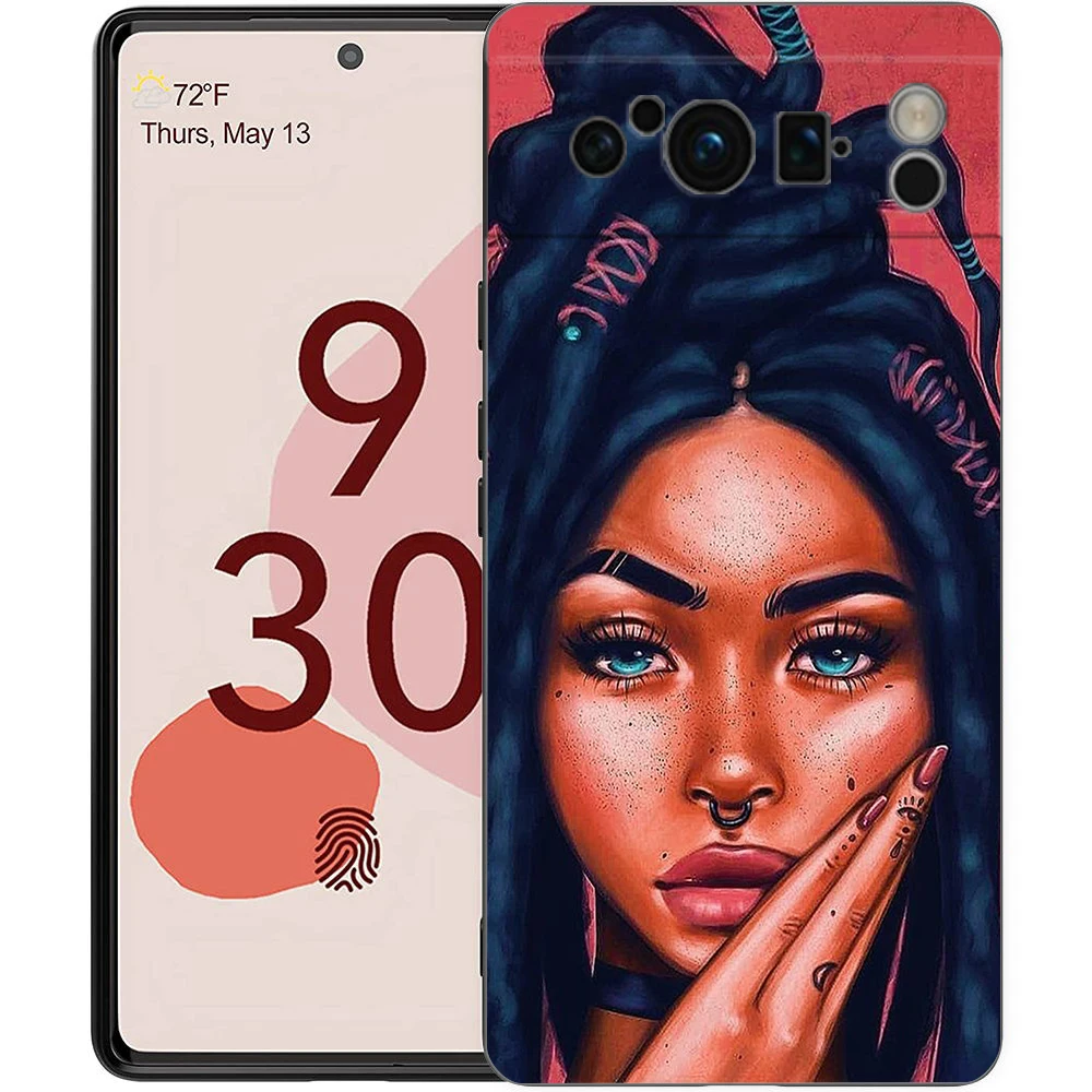 Chic Black Girl Art Phone Case - Shockproof Silicone Cover