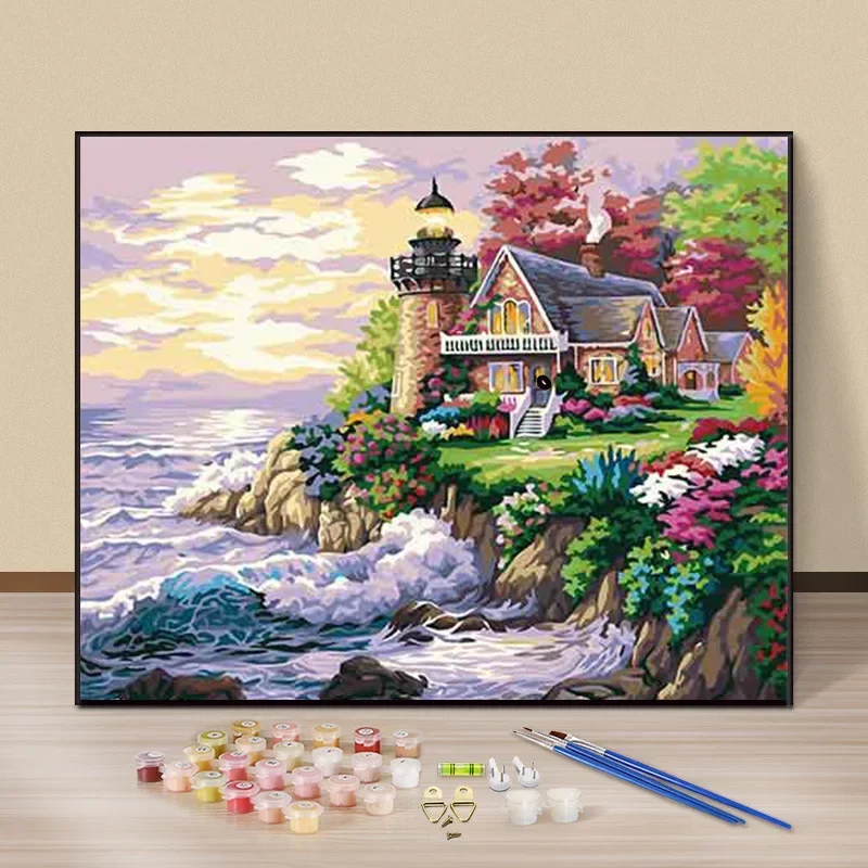 

21207-FZ- Diy landscape figures and animals hand-painted digital oil painting set