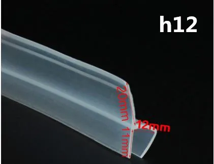 2 Meter/lot Widened F/h shape silicone rubber shower room door window glass seal strip weatherstrip for 6/8/10/12 mm glass