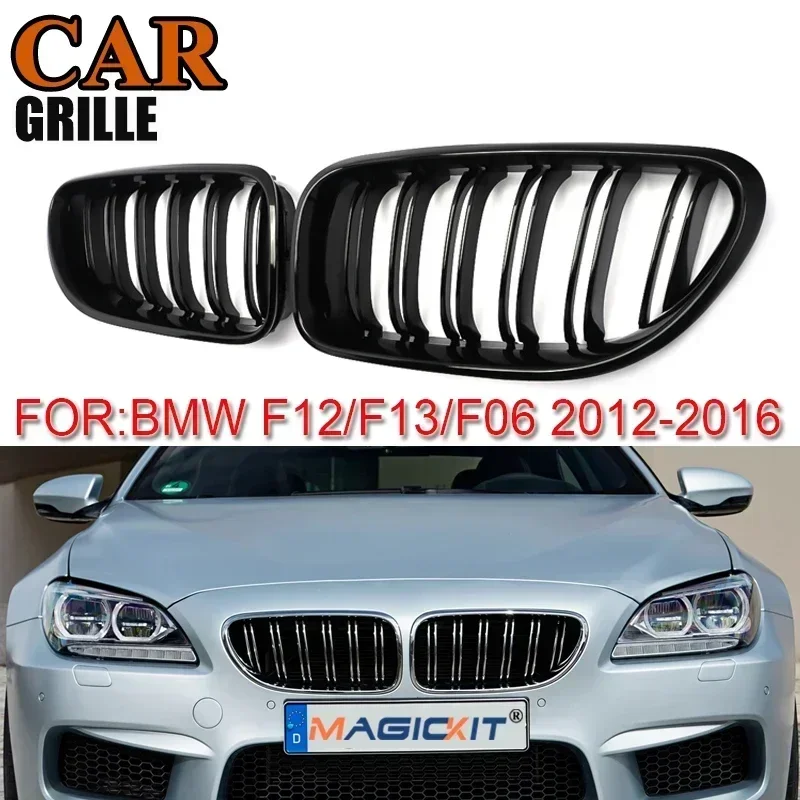 

MagicKit For BMW 6 series F12 F13 F06 M6 2012 2013 2014 2015 2016 2017 2018 Gloss Black Dual Line M Look Front Kidney Grille
