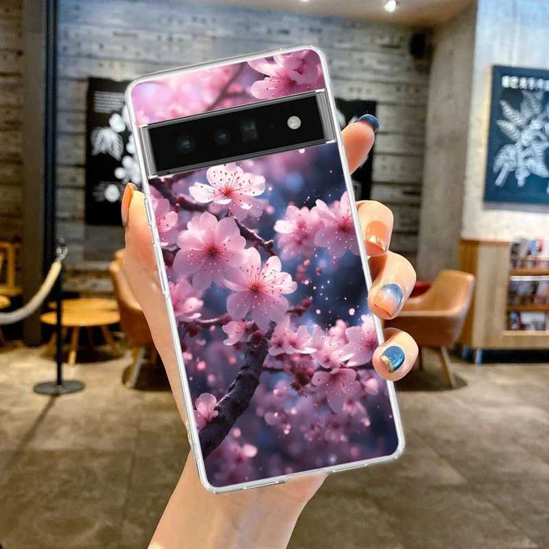 Pflaumen blüte Handy hülle Abdeckung für Google Pixel 9 8 7 6 5 4 xl stoß festes Silizium 7a 6a 5a 4a 3a 3axlpro 5g transparente Muschel tasche – Detail 1