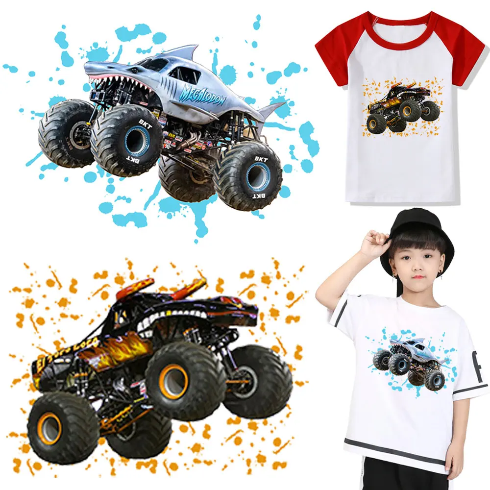 Cartoon Monster Truck Thermo Stickers 