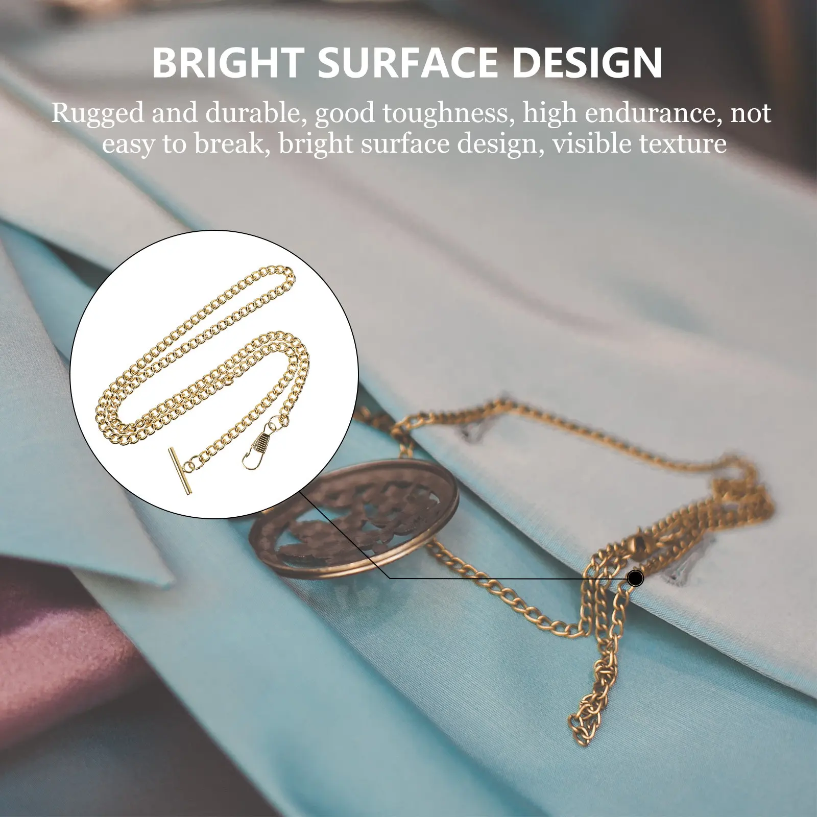 2Pcs T-바 포켓 시계 체인 솔리드 금속 구조 견고한 양복 조끼 체인 남성 여성용 청바지 키체인 장