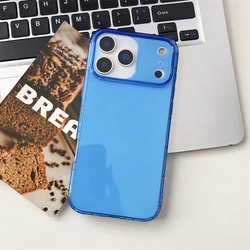 Fluorescent Candy Color Translucent Shockproof Phone Case - Ultra Thin and Slim Design - iPhone 15 Plus (Blue)