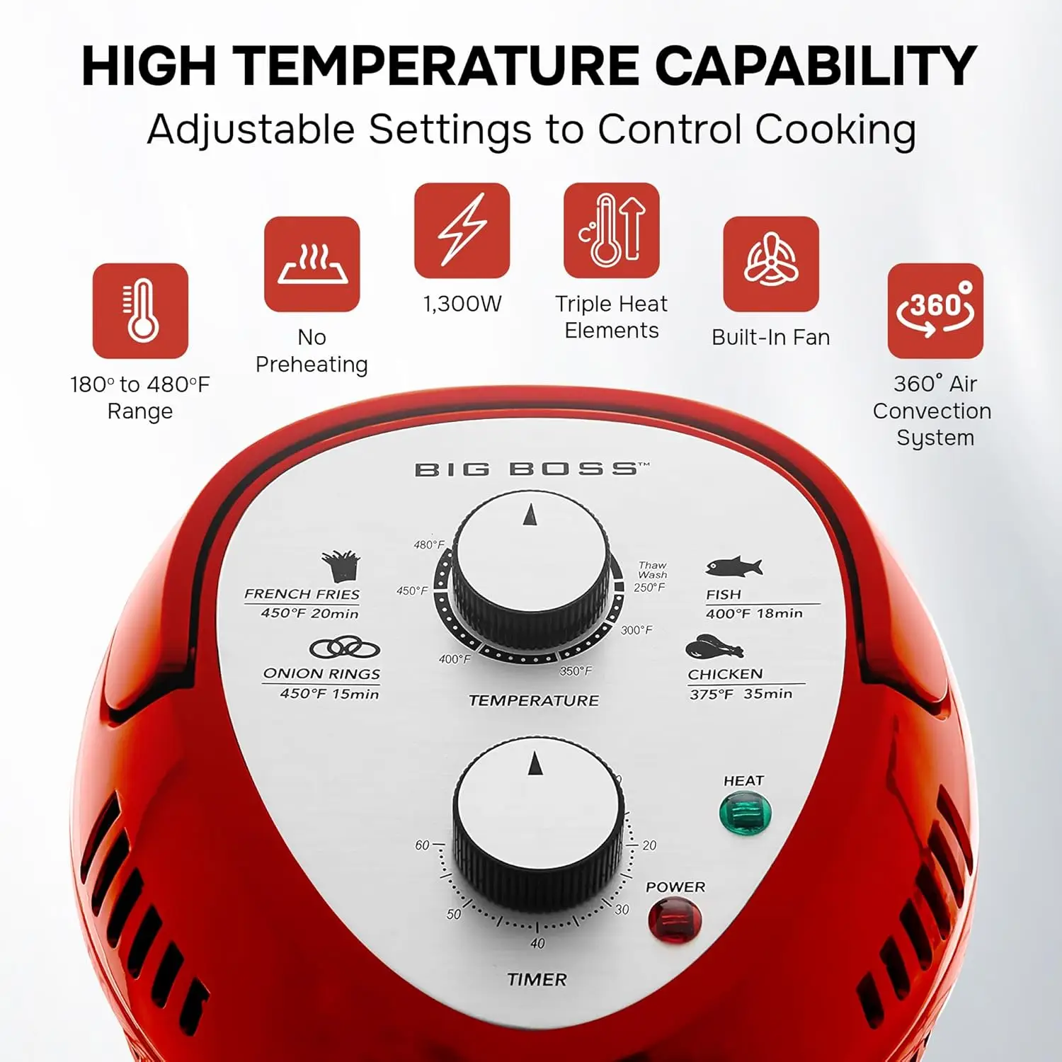 16Qt Large Air Fryer Oven Large Halogen Oven Cooker with 50+ Air Fryers Recipe Book for Quick + Easy Meals for Entire Family 4