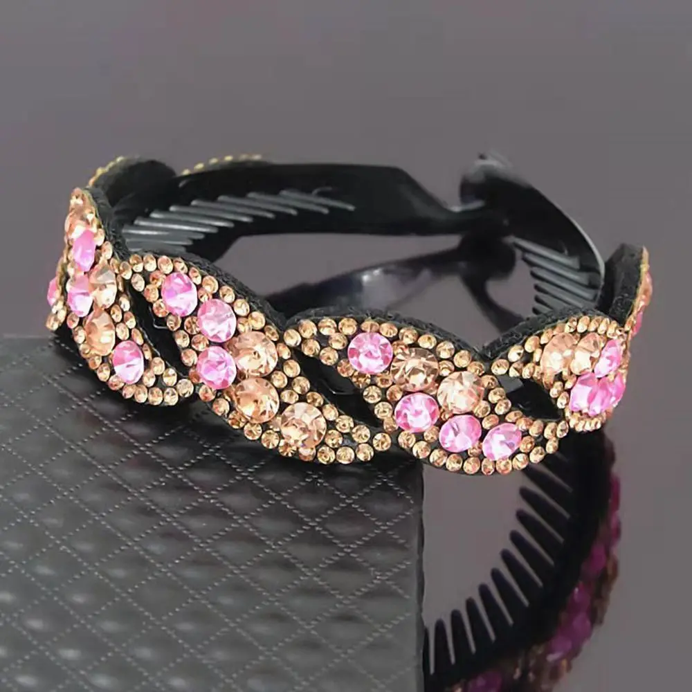 Funkelnden Kristall Stein Geflochtene Haar Clips Frauen Vogel Nest Floral Twist Haar Brötchen Clip Strass Haarnadel Faul Haar Krallen – Detail 12