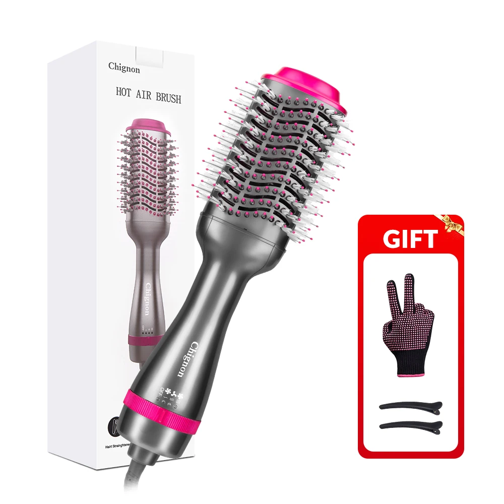 فرشاة الهواء الساخن متعددة الوظائف مجفف الشعر مستقيم بكرة الشعر مشط خطوة واحدة المهنية صالون مصفف شعر ومكثف أيون ضربة