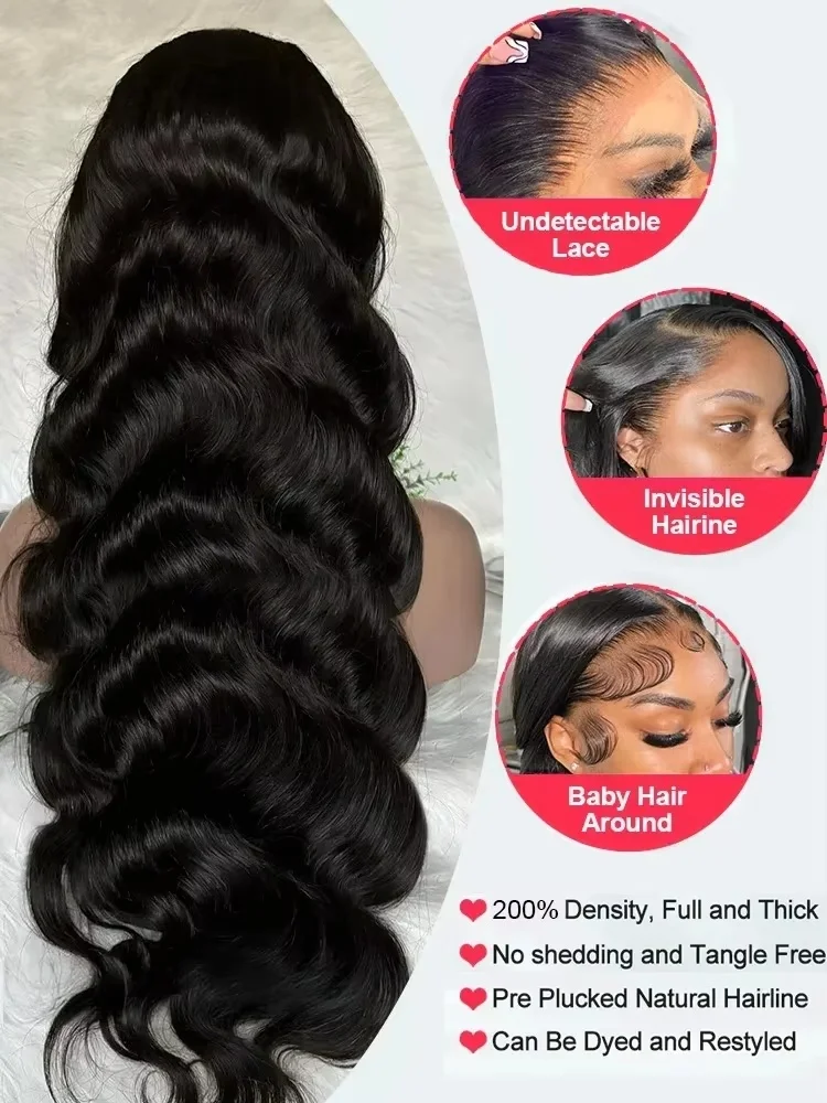 46 40 Inch Body Wave Loose Wigs HD Transparent Lace Human Hair Wig 13x4 13x6 HD Pre Plucked Pre Cut Lace Frontal Wig For Women 5