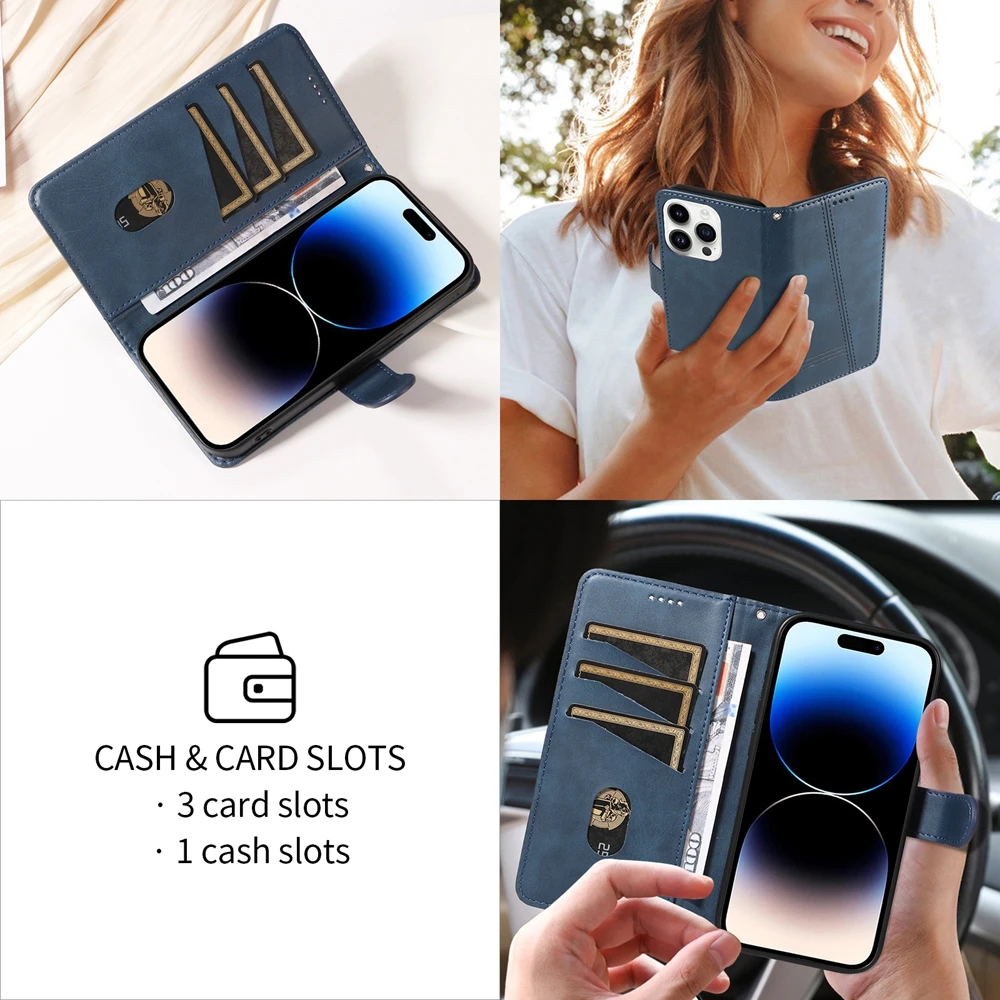 Magnetic Leather Wallet Case with Card Slots – Elegant and Functional Design