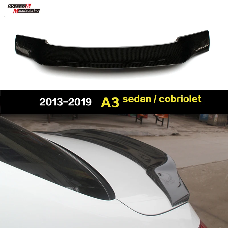 

3*3 3K саржевый задний спойлер из настоящего углеродного волокна Ducktail для Audi A3 седан и трансформер 2013 - 2019 палуба крылья багажника губа